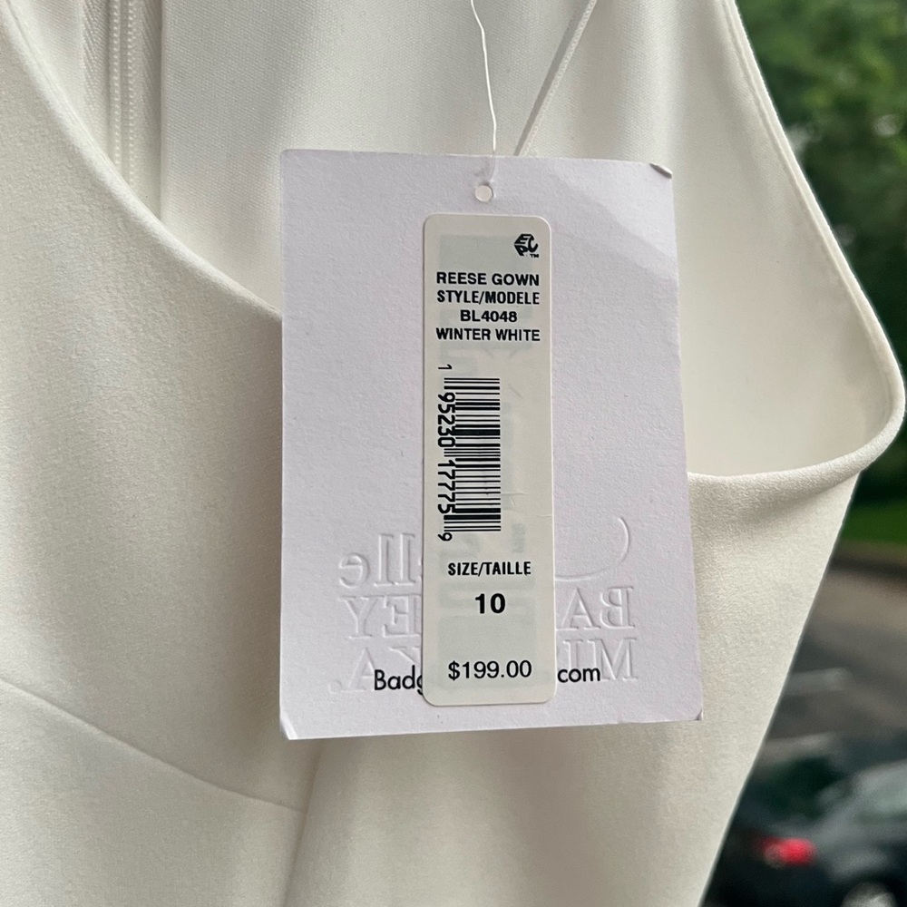 🆕Belle Badgley Mischka Reese Gown Dress White Party Wedding Chic Slit Maxi Sz 10 - Picture 14 of 17